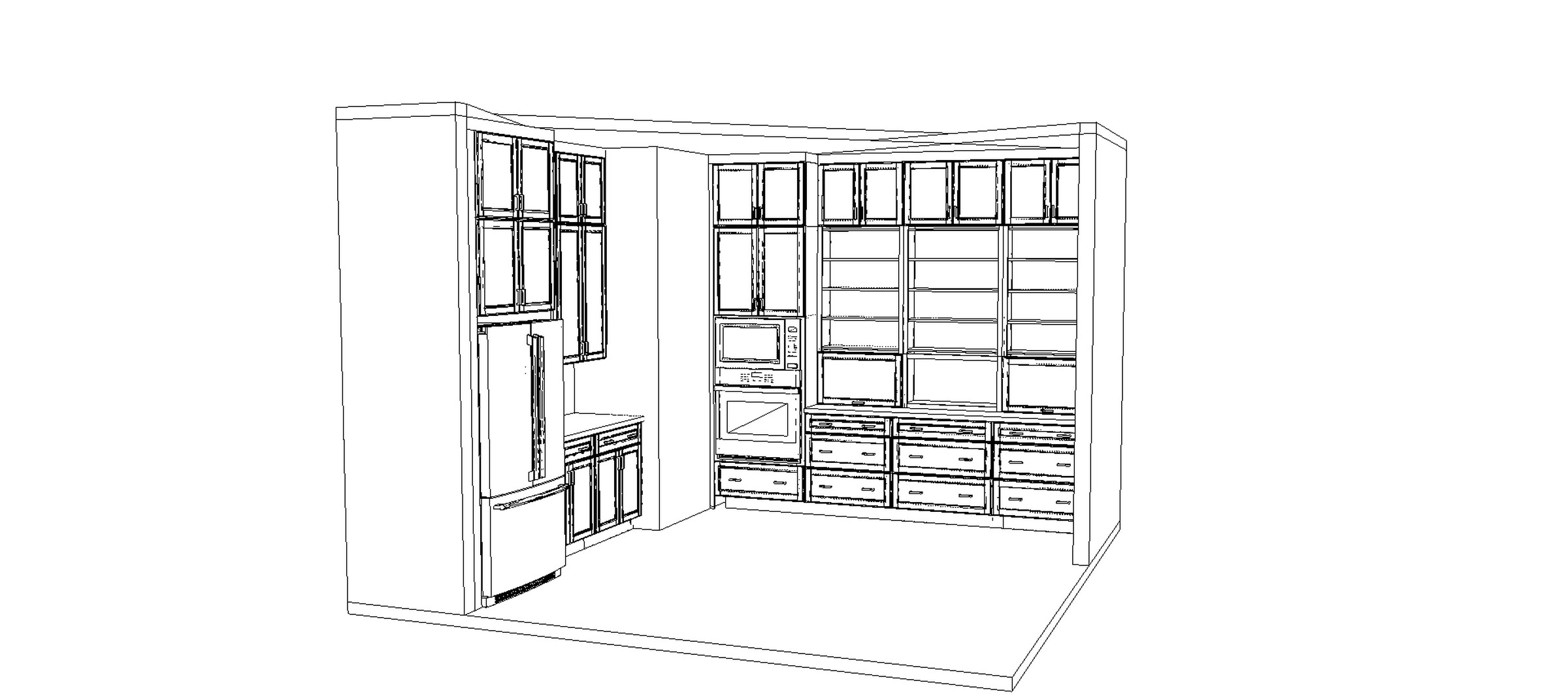 Original butler's pantry elevation drawing supplied by the designer