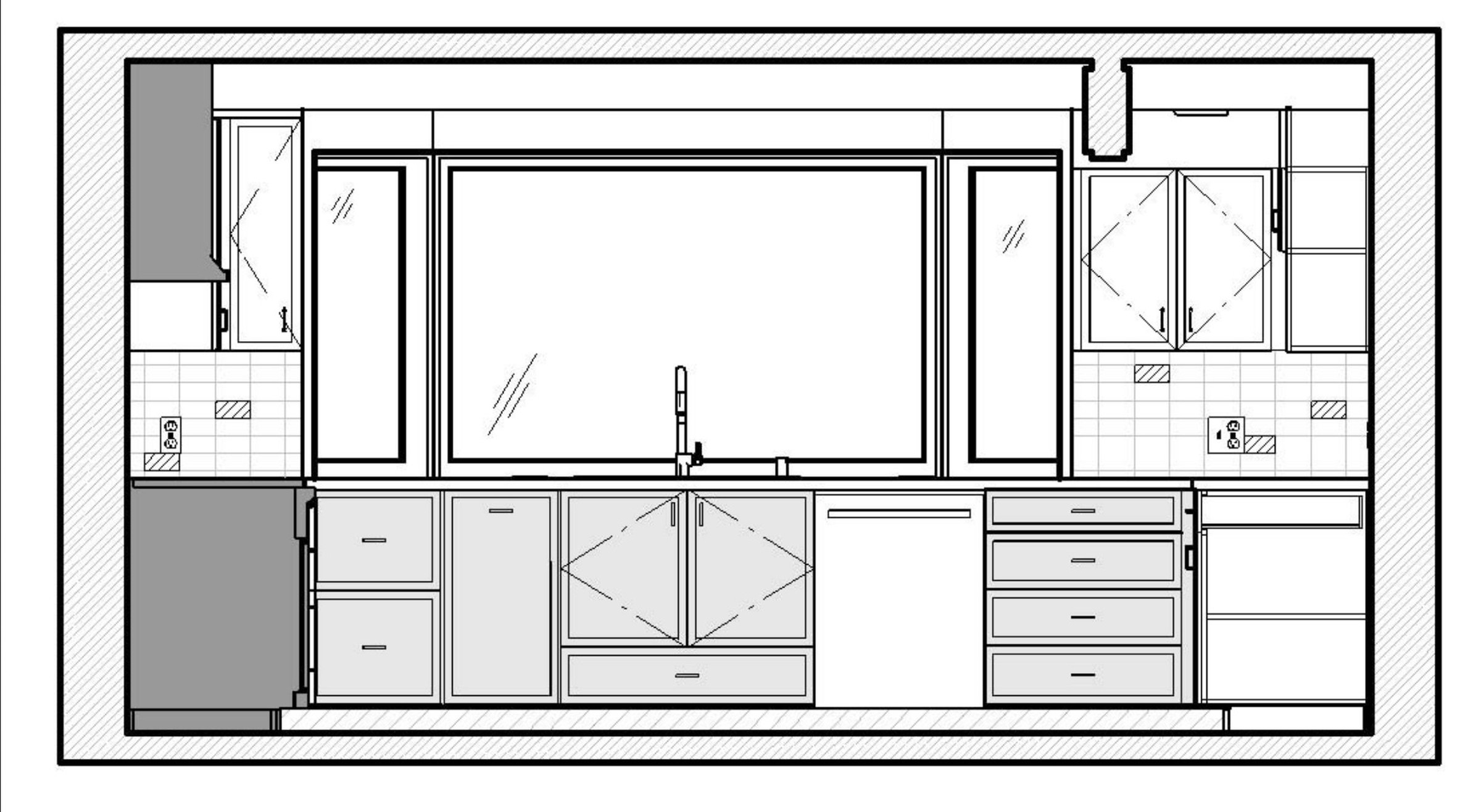 Midcentury kitchen elevation drawing