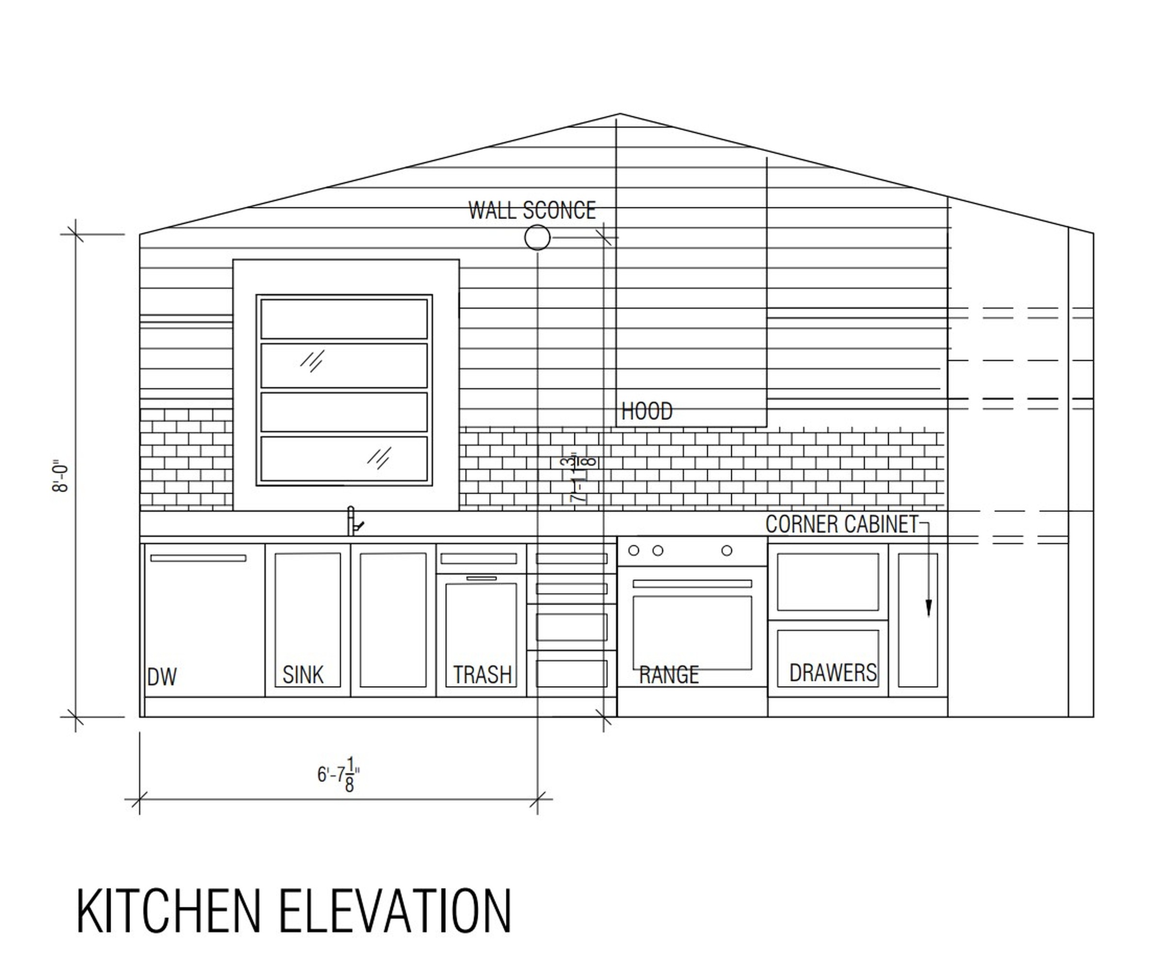 120 Waverly Court — main kitchen elevation drawing